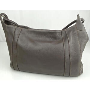 j.jill Leather Purse Pebbled Shoulder Bag Textured Brown Minimalist Lined EUC